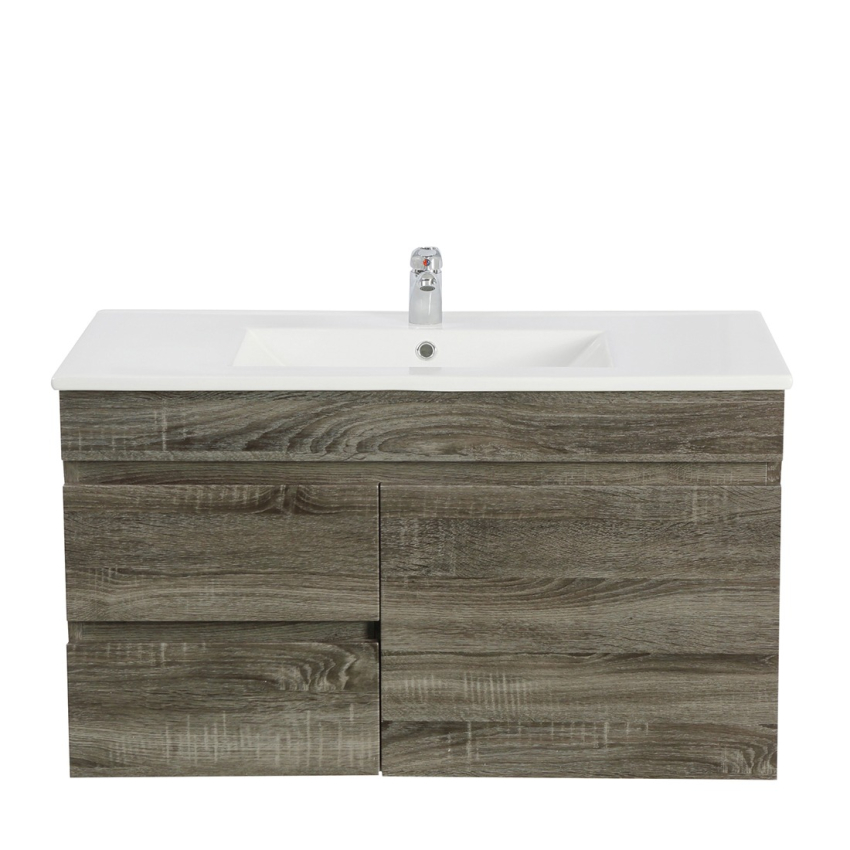 750mm Dark Grey MDF Bathroom Vanity Left Drawers Wall Hung Cabinet Only