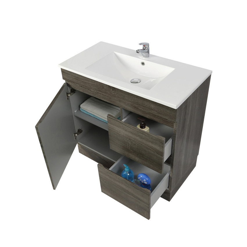 750mm Dark Grey MDF Bathroom Vanity Right Drawers Free Standing Cabinet Only