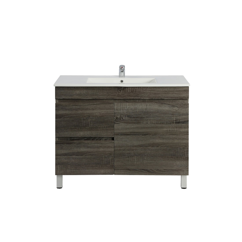 900mm Dark Grey MDF Bathroom Vanity Left Drawers Free Standing Cabinet Only