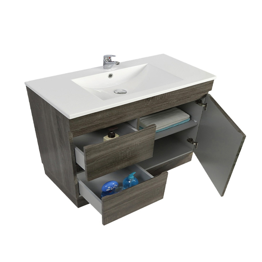 900mm Dark Grey MDF Bathroom Vanity Left Drawers Free Standing Cabinet Only
