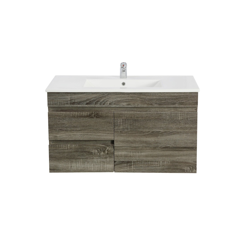 900mm Dark Grey MDF Bathroom Vanity Left Drawers Wall Hung Cabinet Only