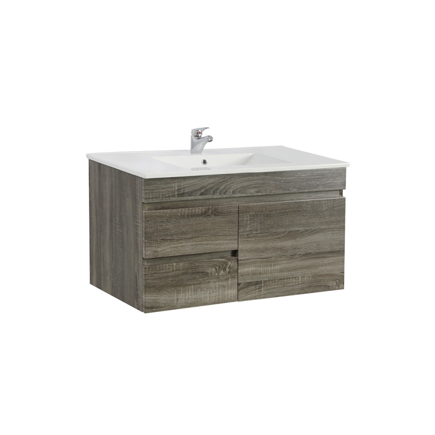 900mm Dark Grey MDF Bathroom Vanity Left Drawers Wall Hung Cabinet Only