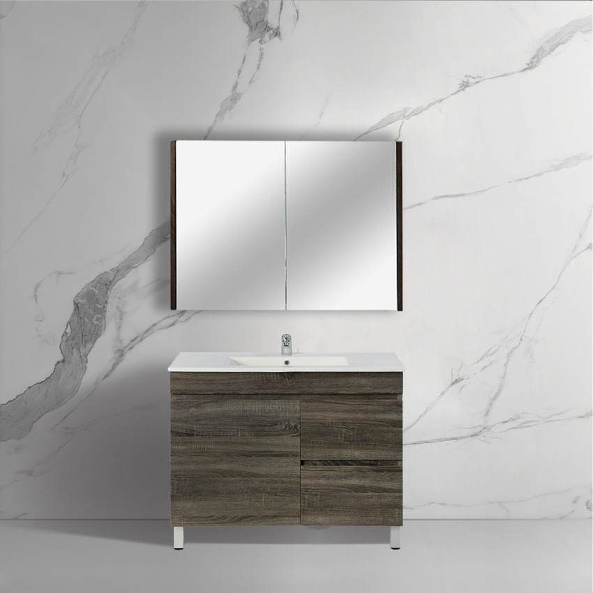 900mm Dark Grey MDF Bathroom Vanity Right Drawers Free Standing Cabinet Only
