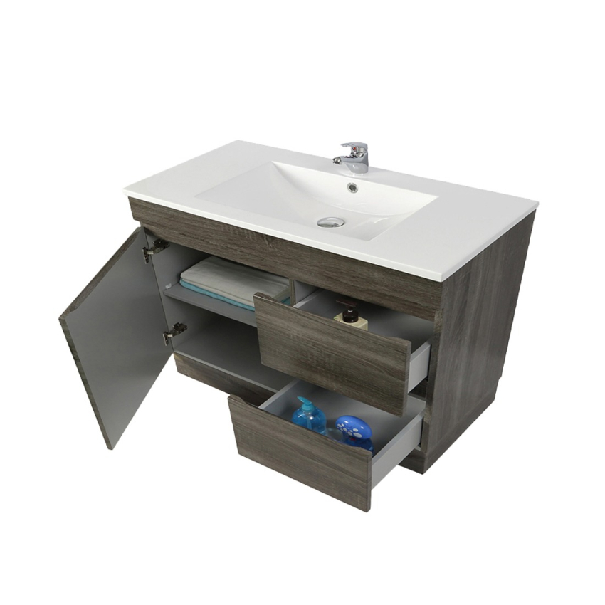 900mm Dark Grey MDF Bathroom Vanity Right Drawers Free Standing Cabinet Only