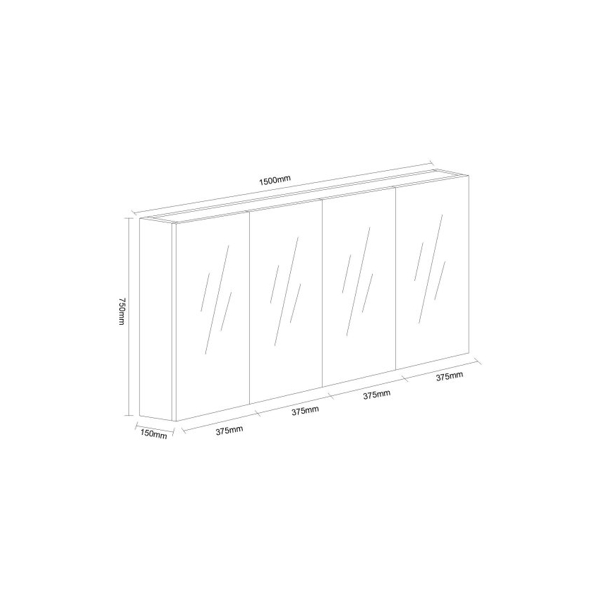 1500*150*750mm Pvc White Shaving Cabinet Four Doors