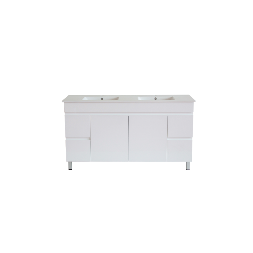 1500*450*710mm Freestangding Gloss White PVC Vanity Cabinet Only
