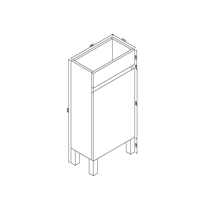 400*210*835mm Freestanding Gloss White Slim PVC Vanity With Ceramic Top Cabinet Only