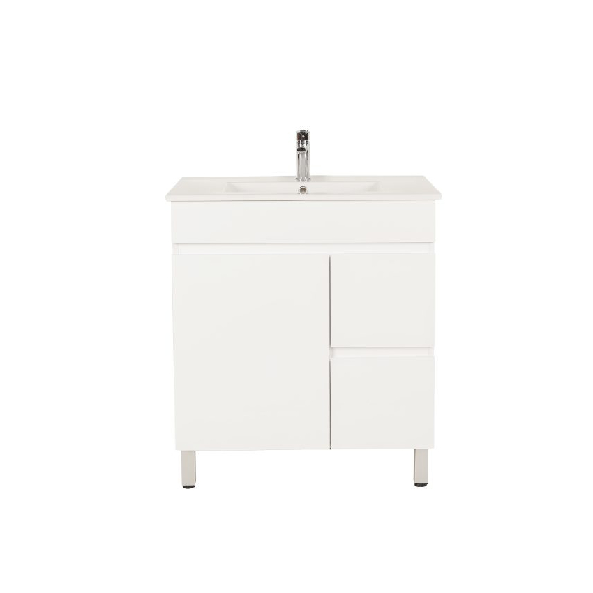 750*350*710mm Freestangding Gloss White Slim PVC Vanity Right Drawer Cabinet Only