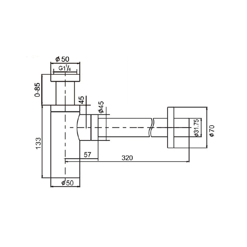 Bottle Trap 32mm Brushed Gold