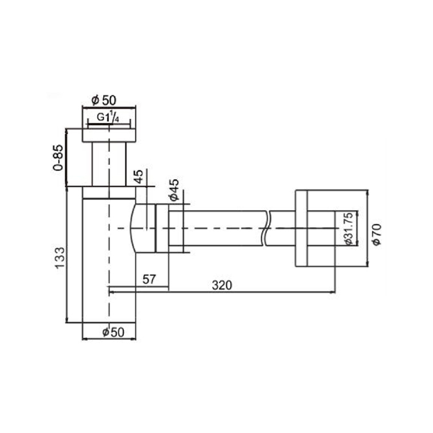 Bottle Trap 32mm Brushed Nickel