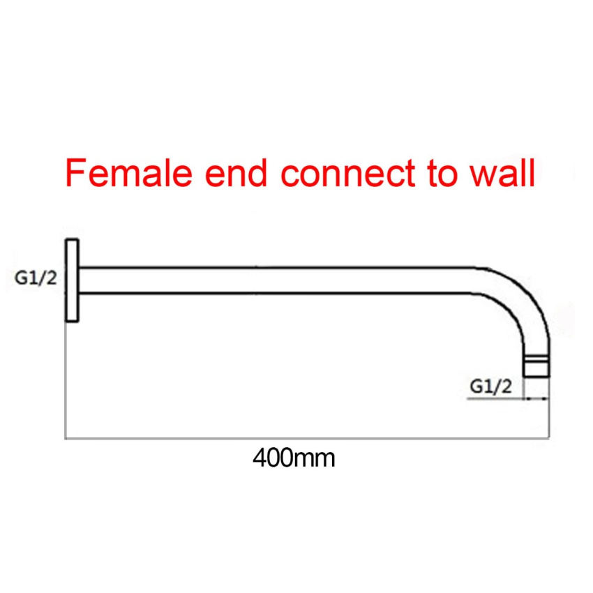 400mm Brushed Nickel Round Wall Straight Shower Arm