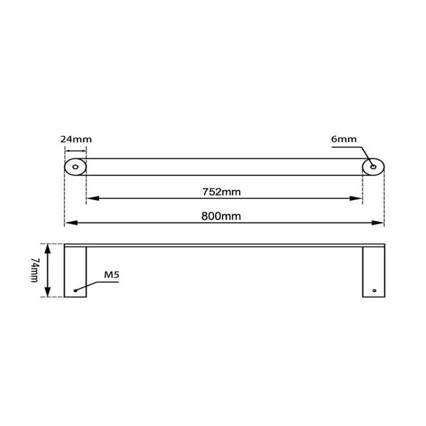 Brushed Nickel Single Towel Rail 800mm