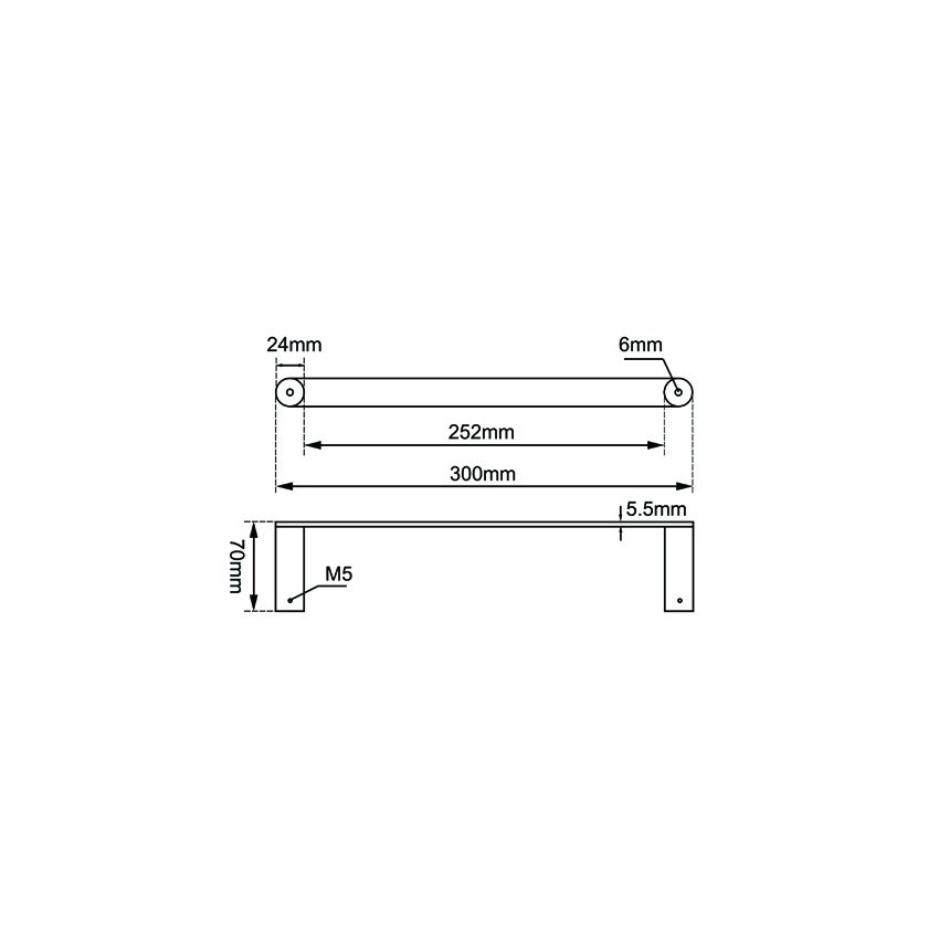 Brushed Nickel Towel Rail 300mm