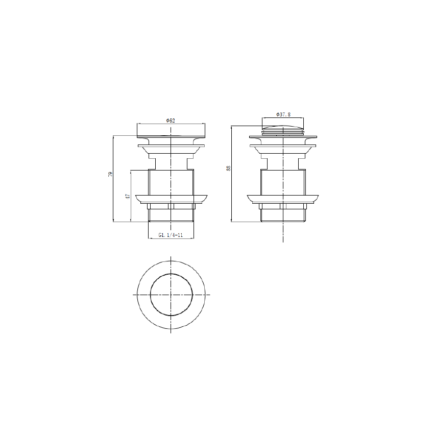 Pop-up waste 32mm, no O/F Matt Black