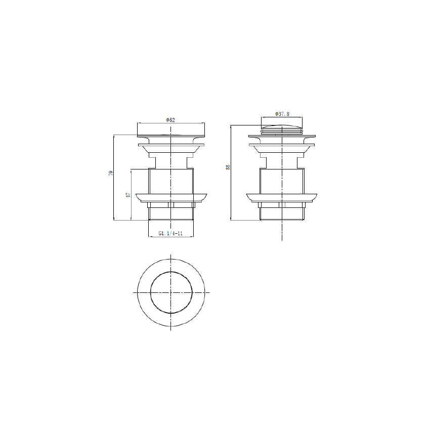 Pop-up waste 32mm, no O/F Chrome