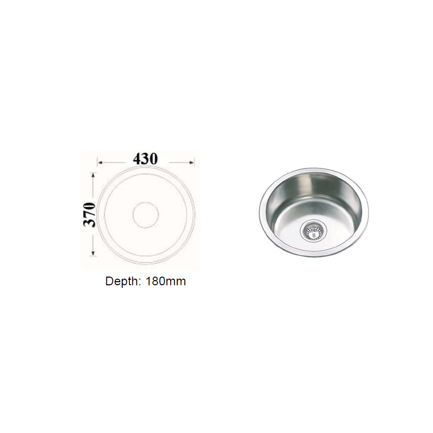 Round Kitchen Sink 酶430mm 