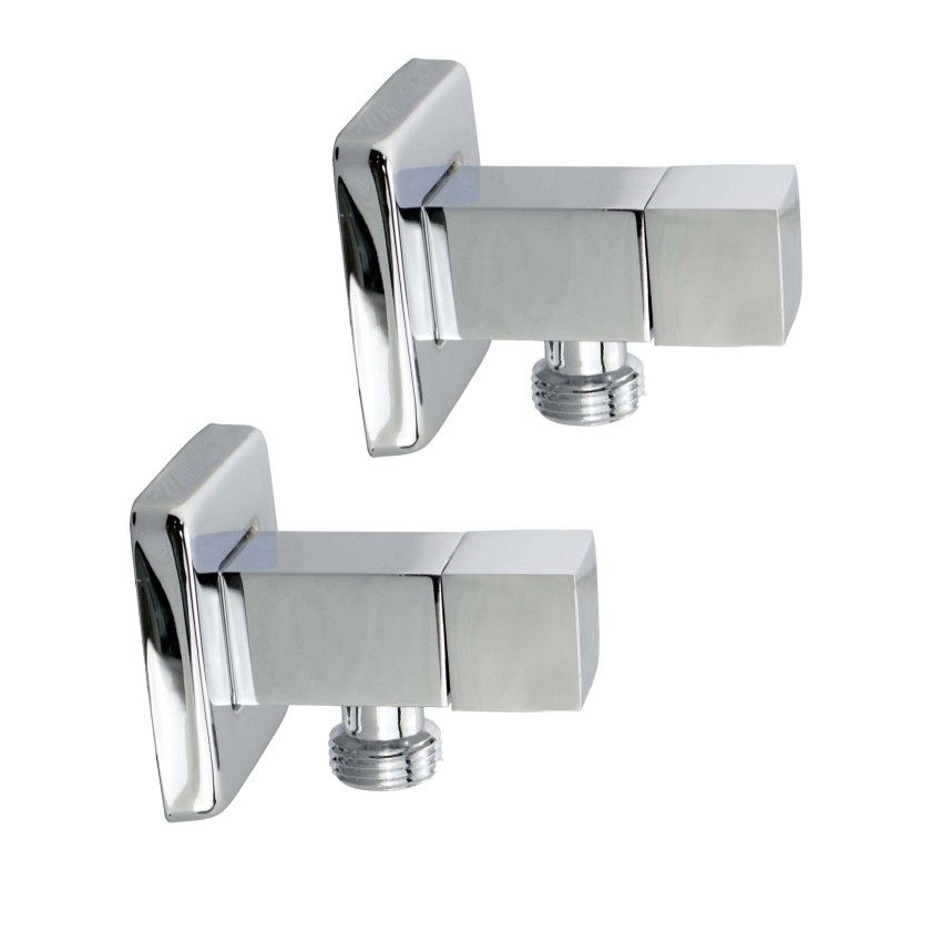 Bathroom Square 1/4 Turn Washing Machine Stop Taps (One Pair)