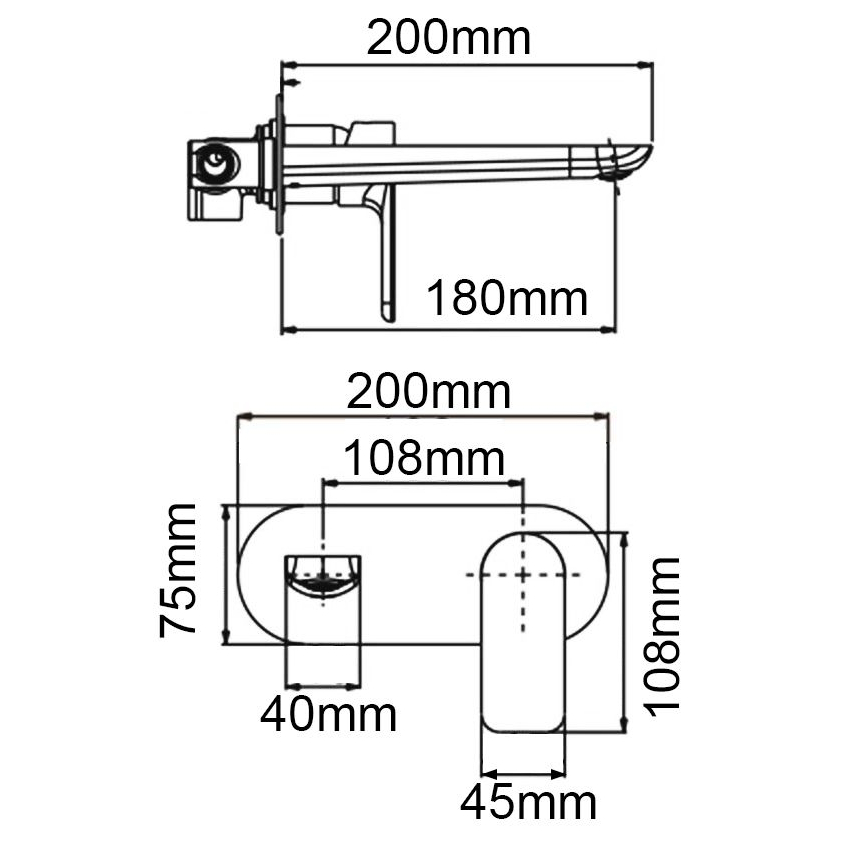 VOG Series Black Bathtub/Basin Wall Mixer With Spout(color up)