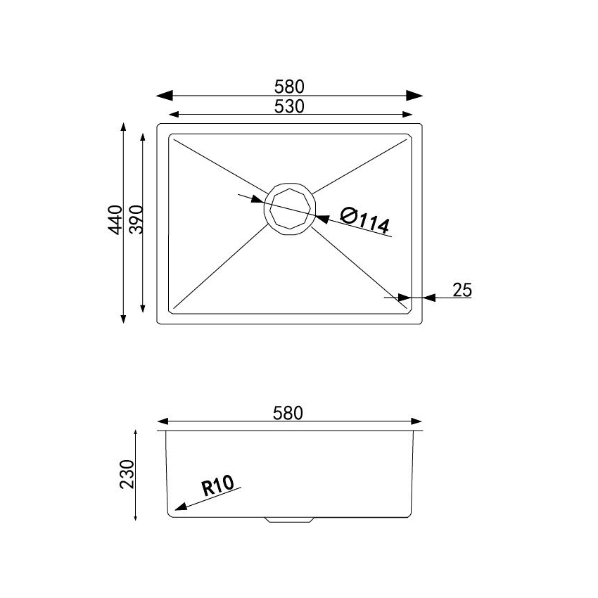 580*440*230mm Double Bowls Top/Undermount Kitchen/Laundry Stainless Steel Sink