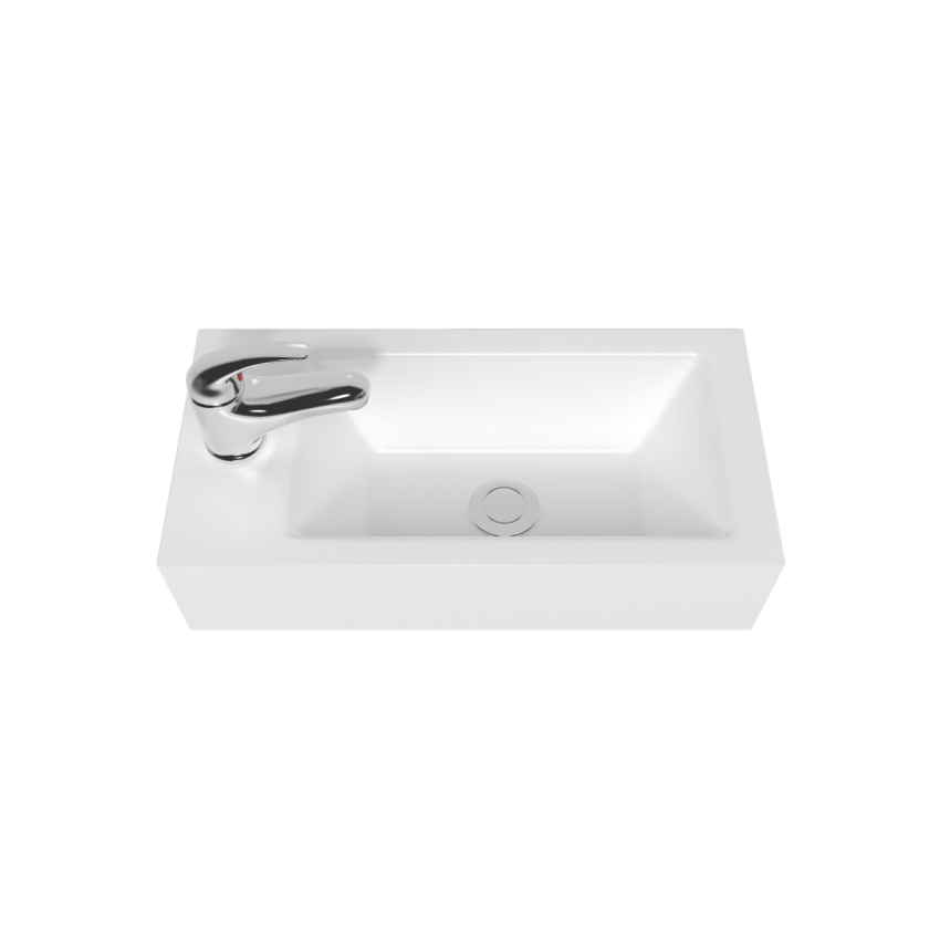 500mm Gloss White Ceramic Vanity Top Left Tap Hole
