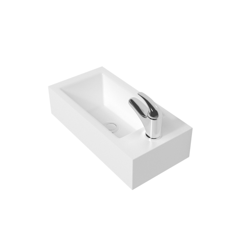 500mm Gloss White Thin Edge Ceramic Vanity Top Right Tap Hole