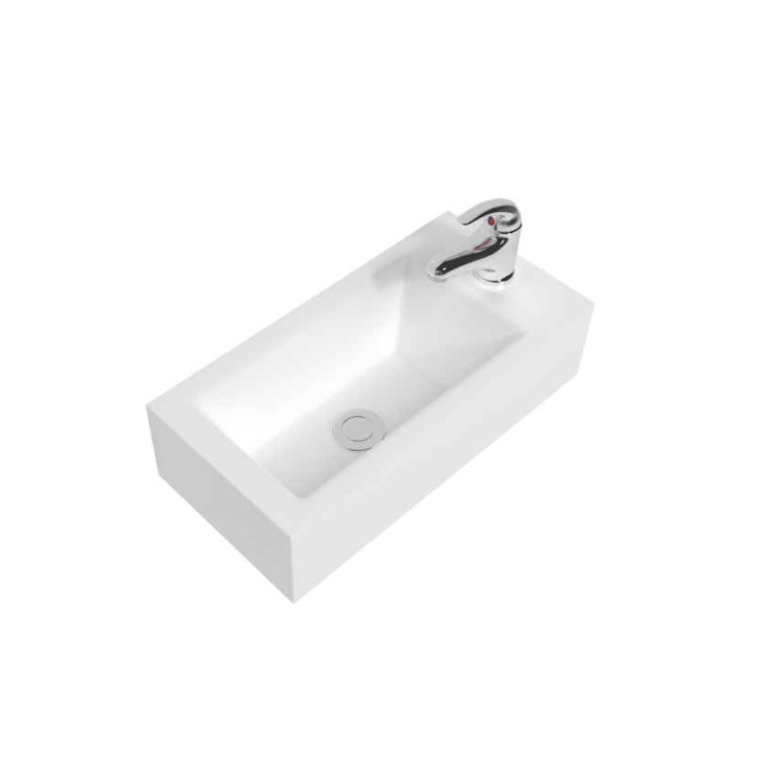 500mm Gloss White Thin Edge Ceramic Vanity Top Right Tap Hole