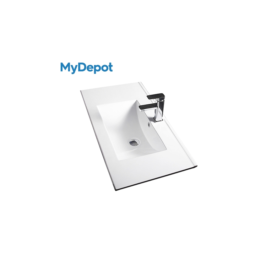 600mm Narrow Gloss White Ceramic Vanity Top