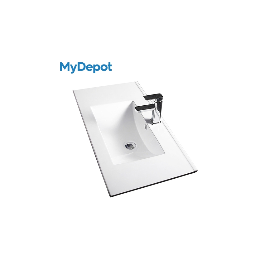 750mm Gloss White Ceramic Vanity Top