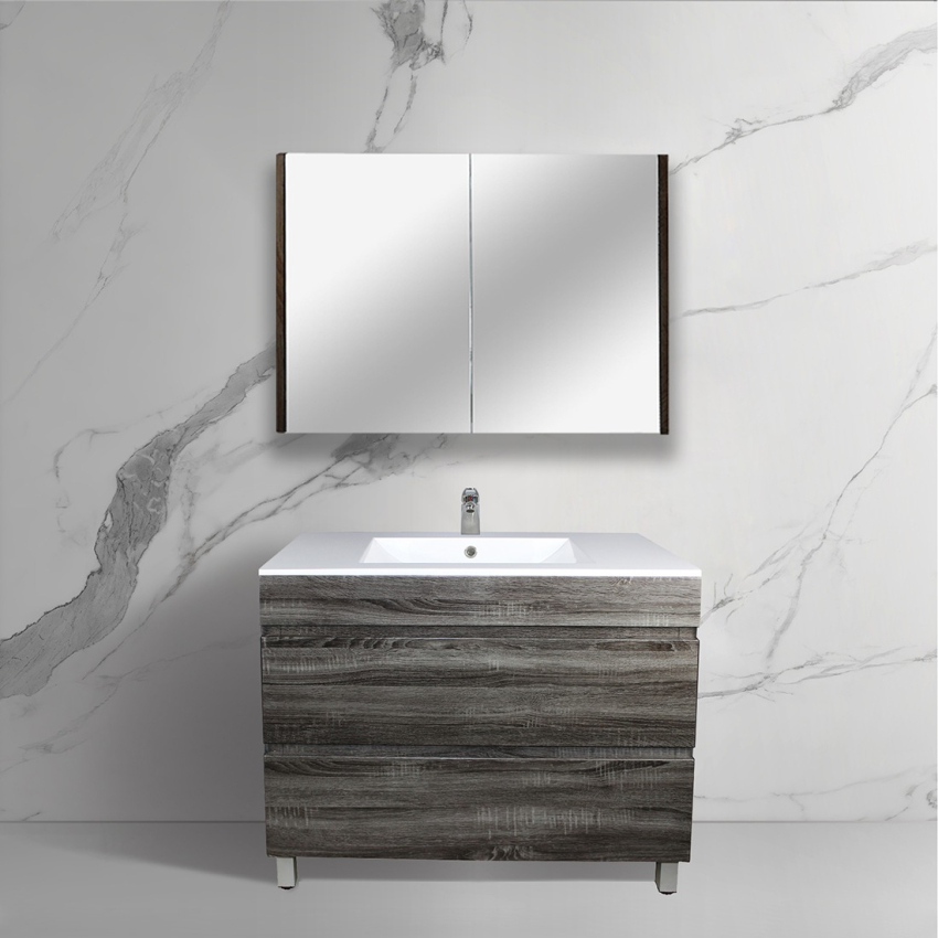 900mm Dark Grey MDF Bathroom Vanity 2 Drawers Free Standing Cabinet Only
