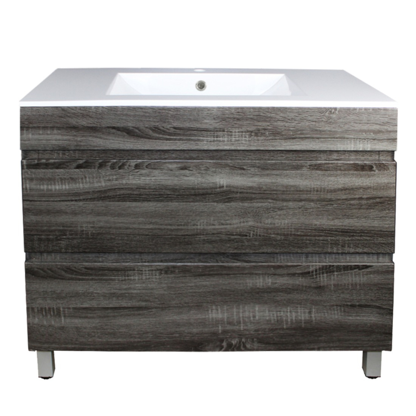 900mm Dark Grey MDF Bathroom Vanity 2 Drawers Free Standing Cabinet Only