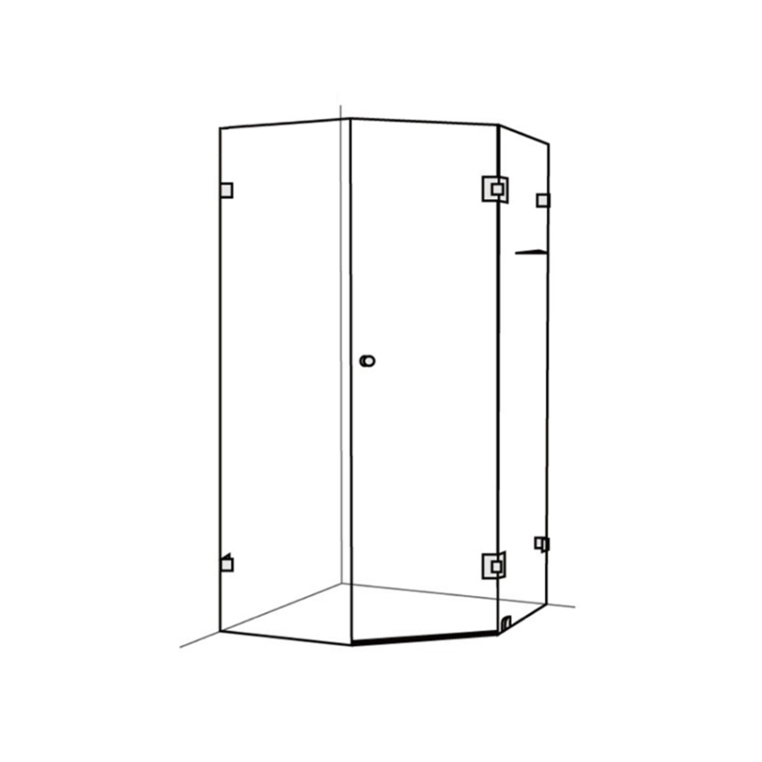 10mm Corner Frameless Shower Screens, Diamond Shape, Pivot Door