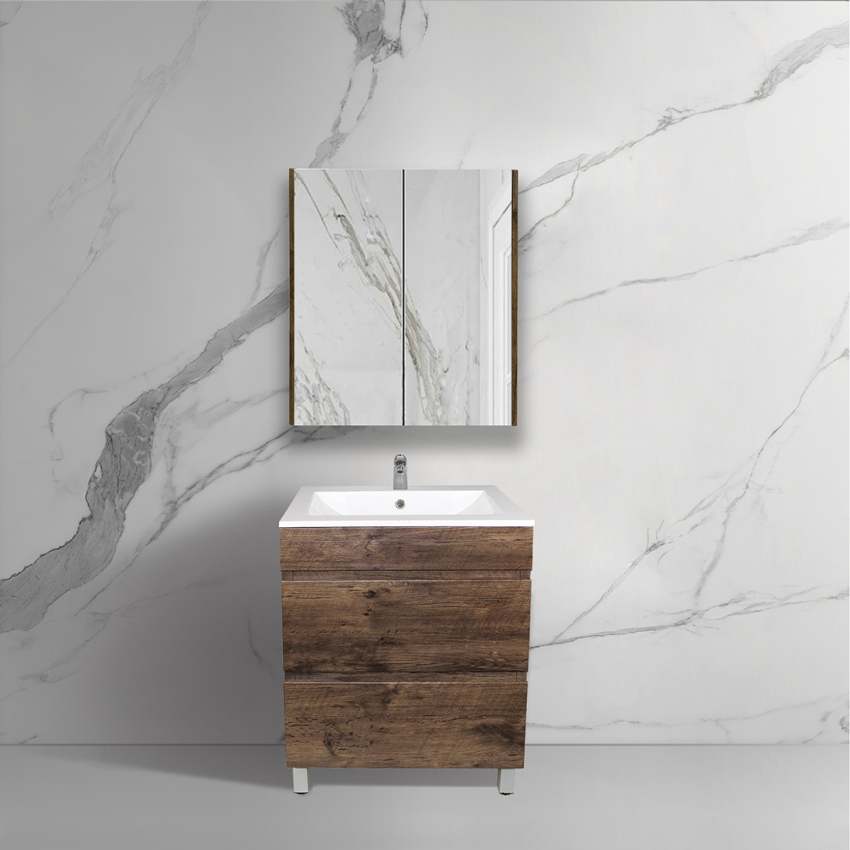 600mm Dark Oak MDF Bathroom Vanity 2 Drawers Free Standing Cabinet Only