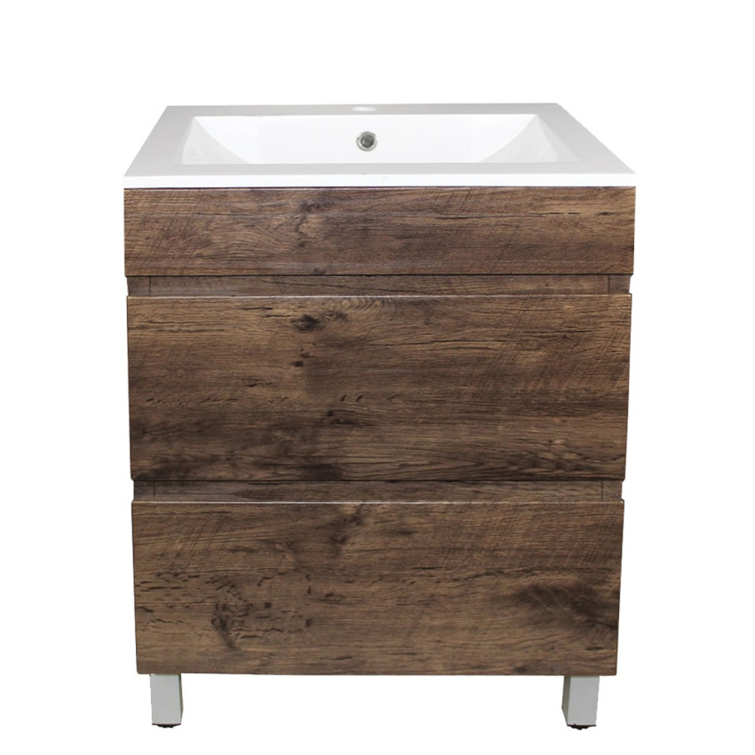 600mm Dark Oak MDF Bathroom Vanity 2 Drawers Free Standing Cabinet Only