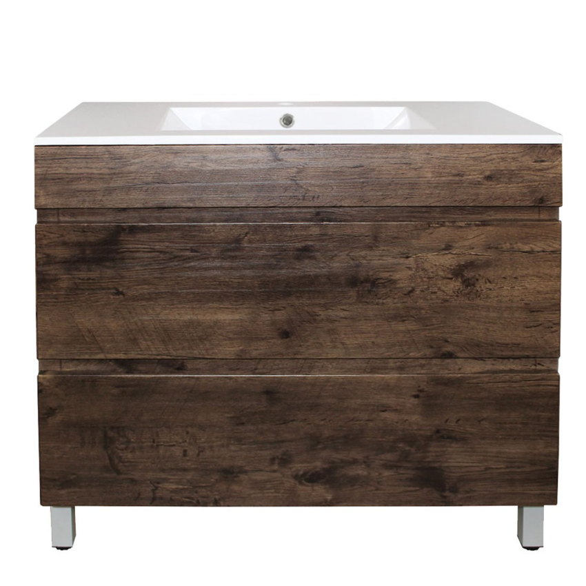 900mm Dark Oak MDF Bathroom Vanity 2 Drawers Free Standing Cabinet Only