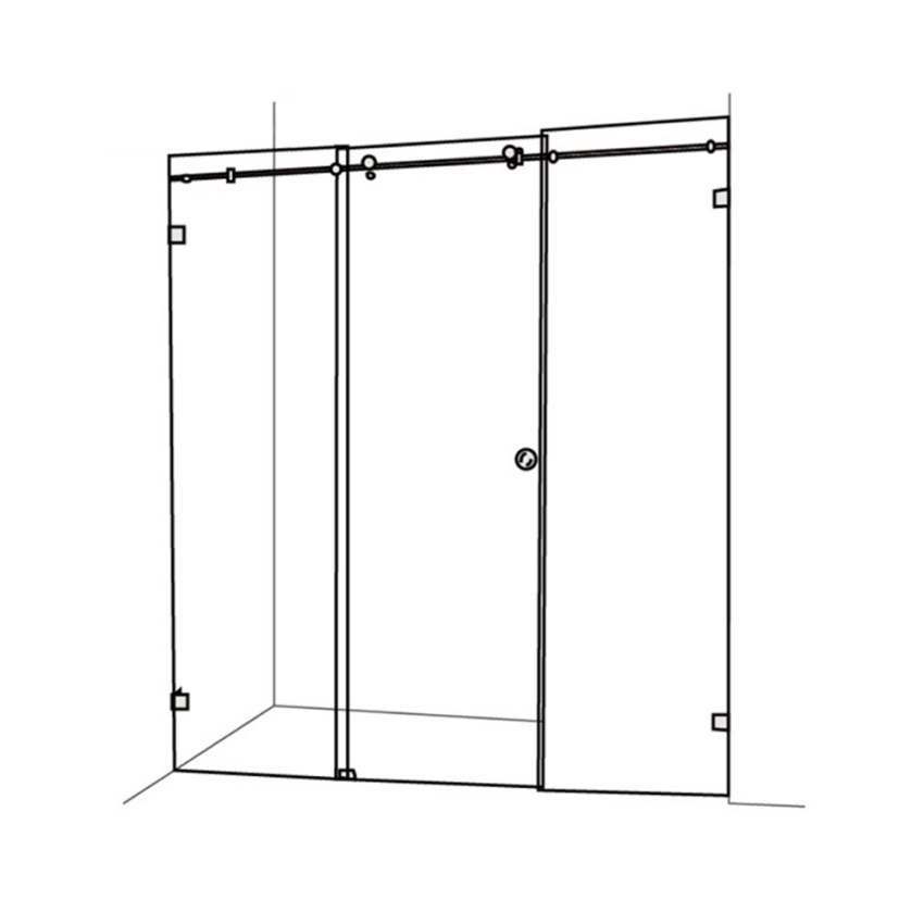 10mm Wall to Wall Frameless Shower Screens, 3 Panel, Sliding Door