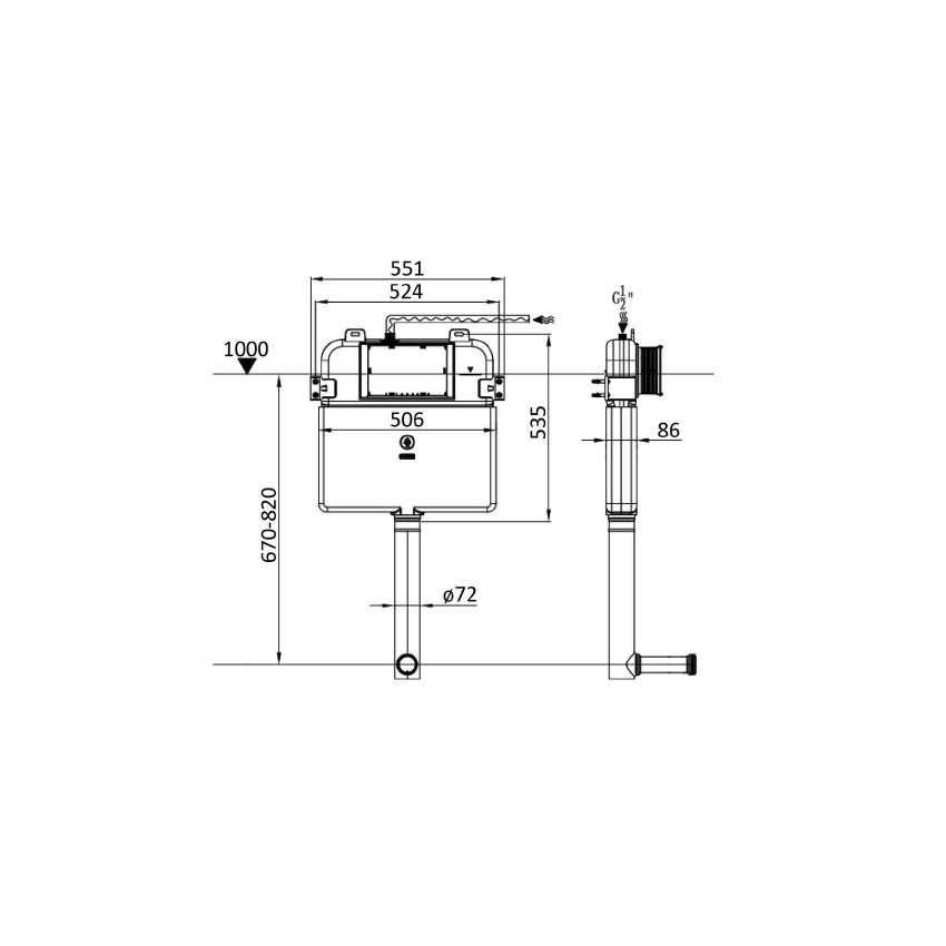 Standard Cistern for PTW1012 Gloss White