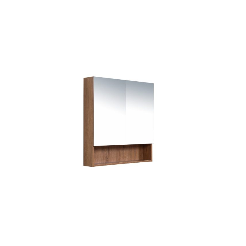 600*150*780mm Canyon Oak Wall Hung Woodgrain Mirror Cabinet Two Doors 