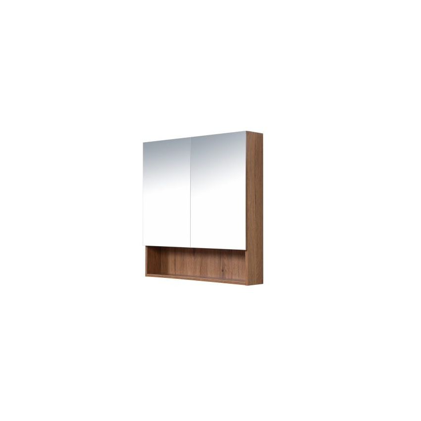 900*150*780mm Canyon Oak Wall Hung Woodgrain Mirror Cabinet Two Doors 