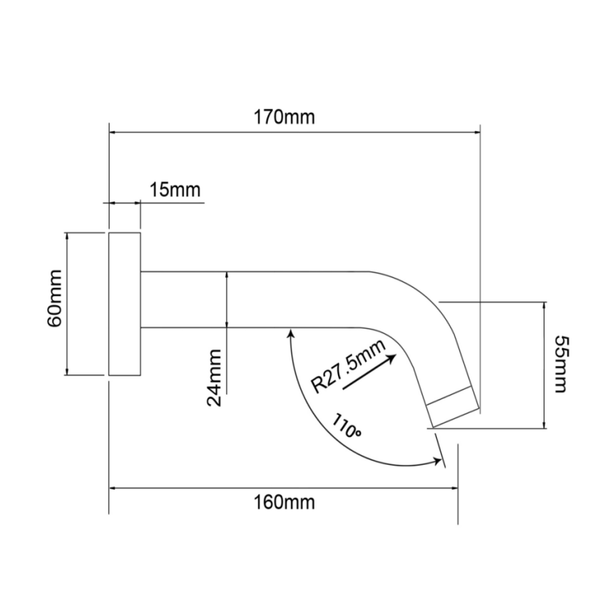 Lucid Pin Series Round Gun Metal Grey Bathtub/Basin Wall Spout 160mm Spout