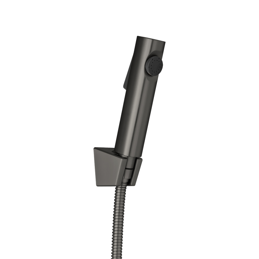 Round Gun Metal Grey ABS Toilet Bidet Spray Kit with Stainless Steel Hose