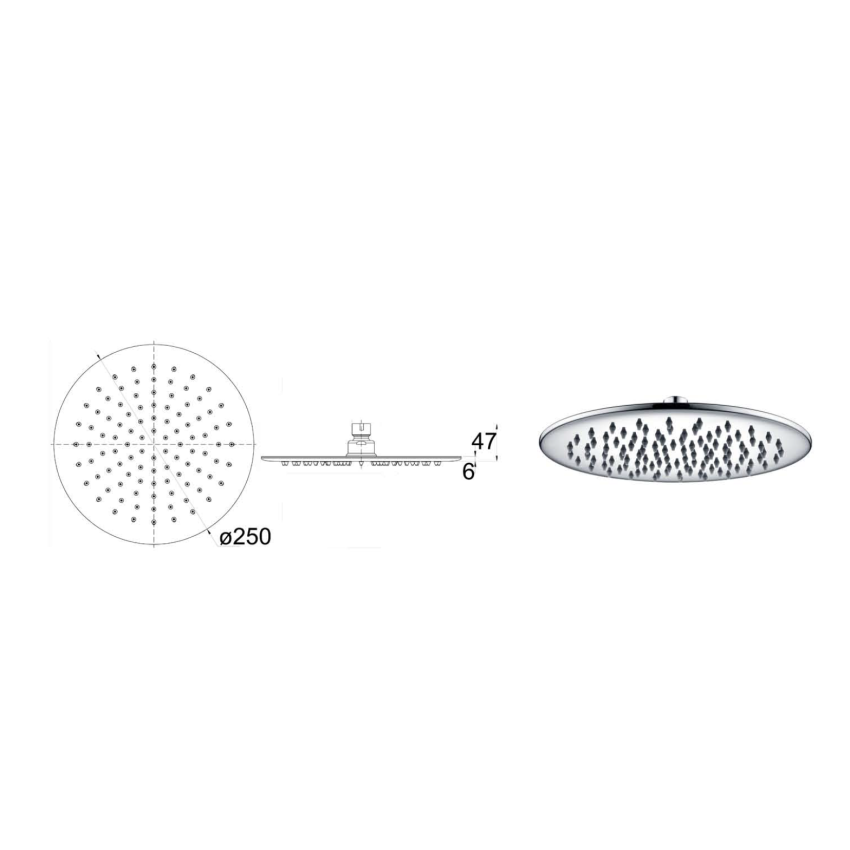 Kara 304 Stainless Steel Shower Rose Mirror Polish