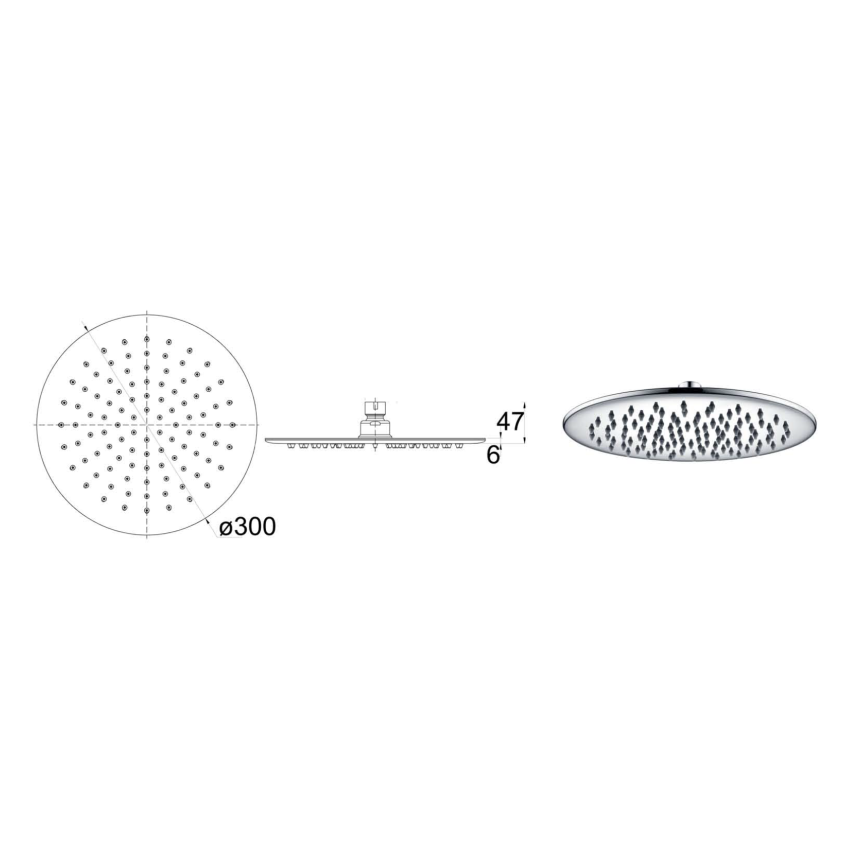 Kara 304 Stainless Steel Shower Rose Mirror Polish