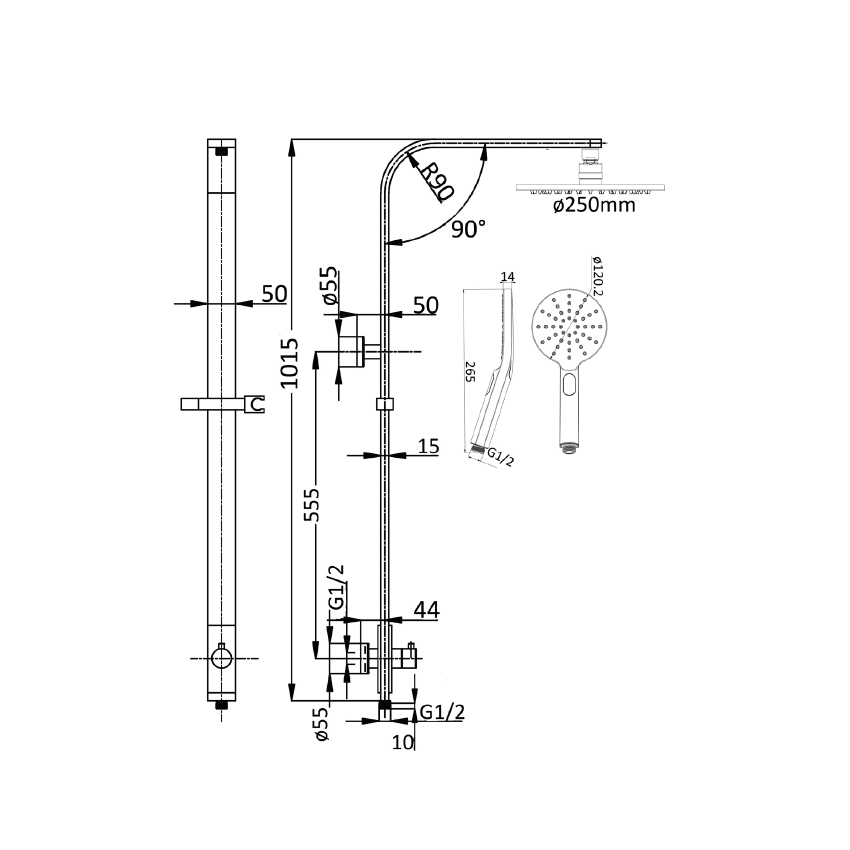 IKON Kaya Combination Shower Set in Matt Black