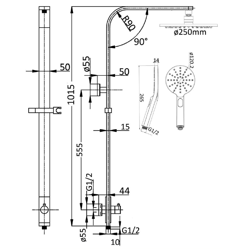 Kara Multifunction shower set Chrome
