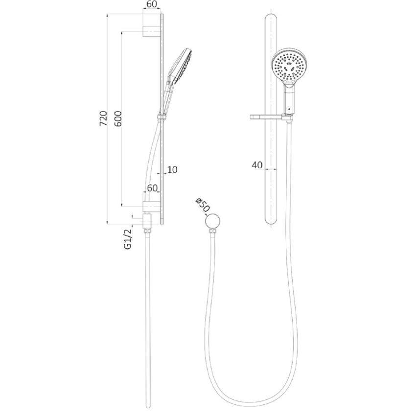 Kara Sliding Shower Rail Chrome