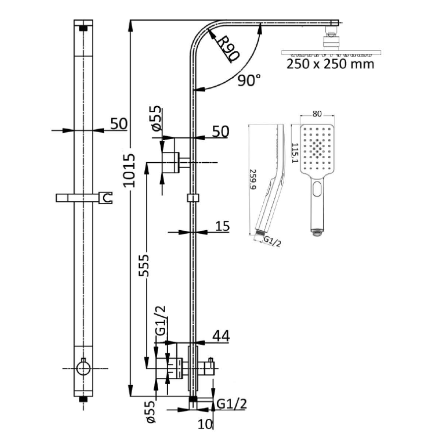 Seto Multifunction shower set Chrome