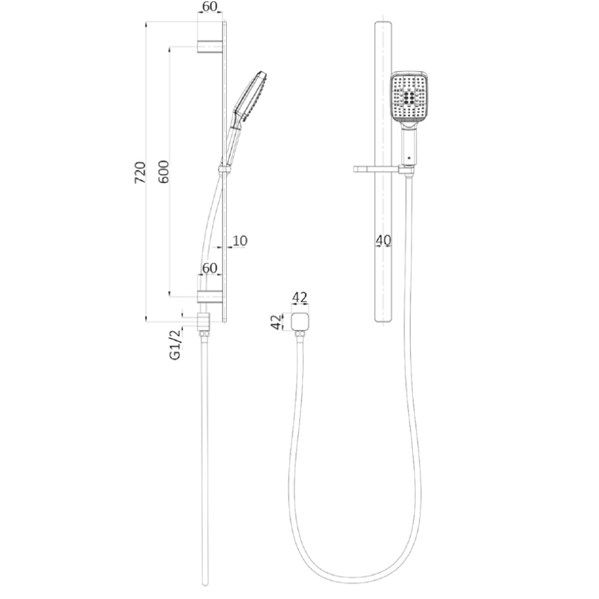 Seto Sliding Shower Rail Chrome