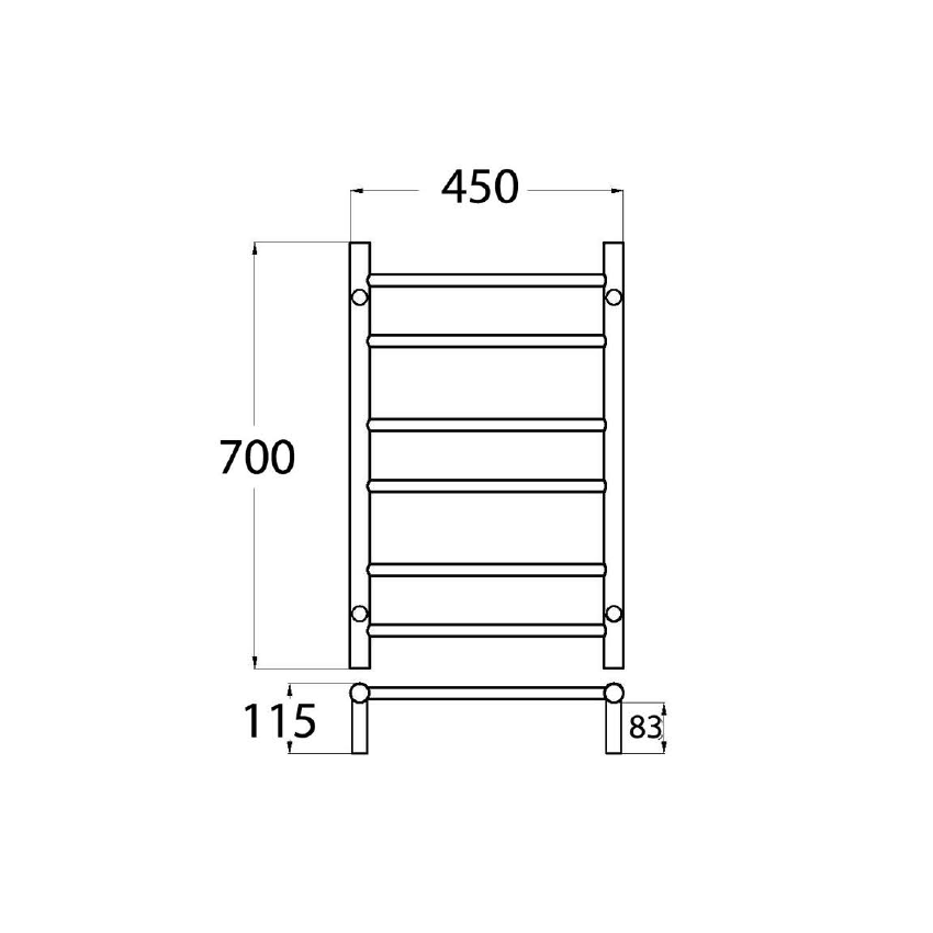 Heated Towel Rail Round  Matt Black