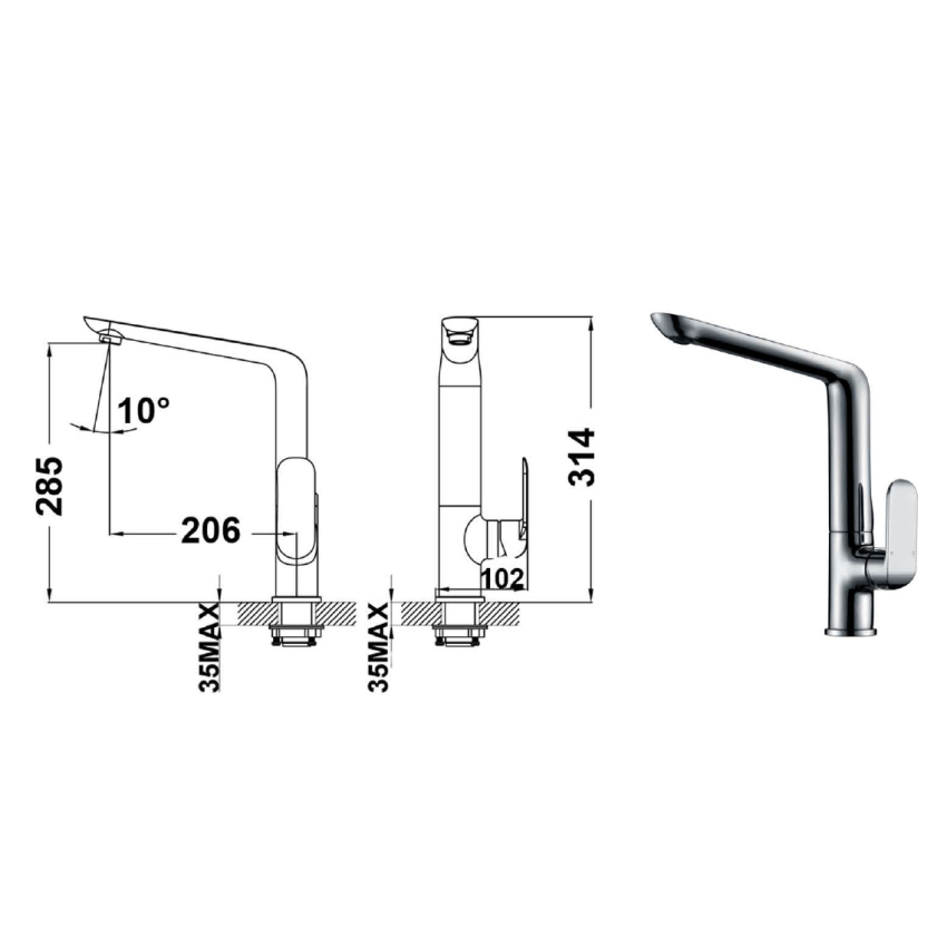 Kara Sink Mixer Chrome