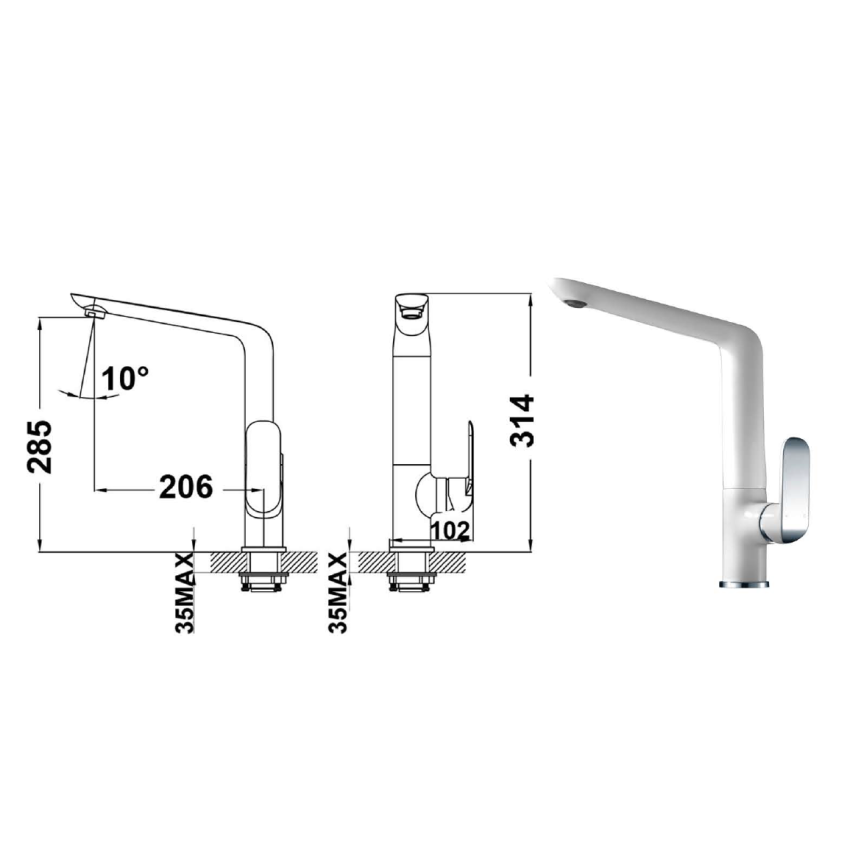 Kara Sink Mixer Chrome & White